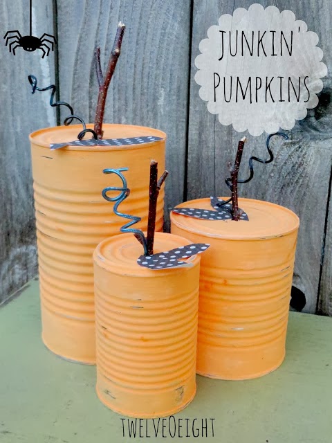 painted tin can pumpkin craft