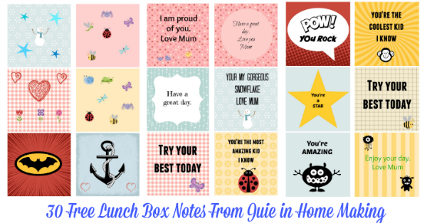 30 Free Lunch Box Notes