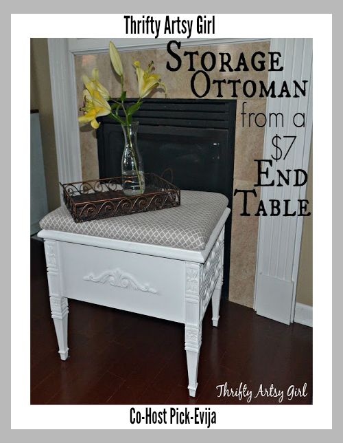 Thrifty Artsy Girl-Storage Ottoman From an End Table