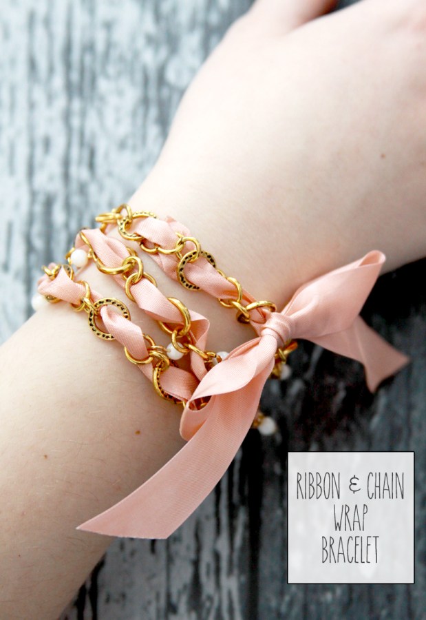 Flamingo Toes -Ribbon-and-Chain-Wrap-Bracelet 